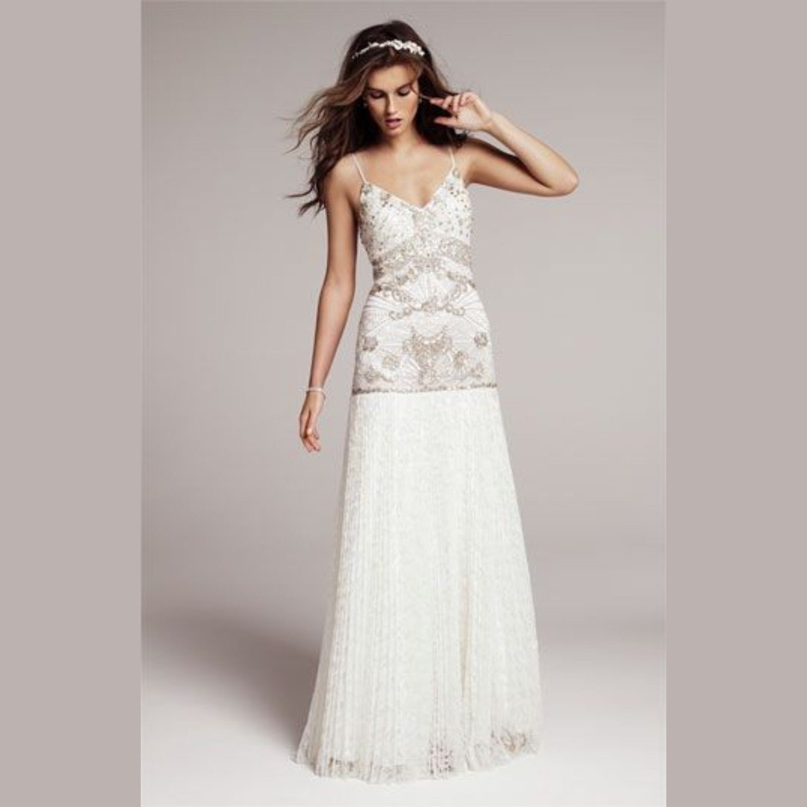 Sue Wong Nocturne Ivory Beaded Lace Asymmetrical Dress Size 4 Fairy Wedding